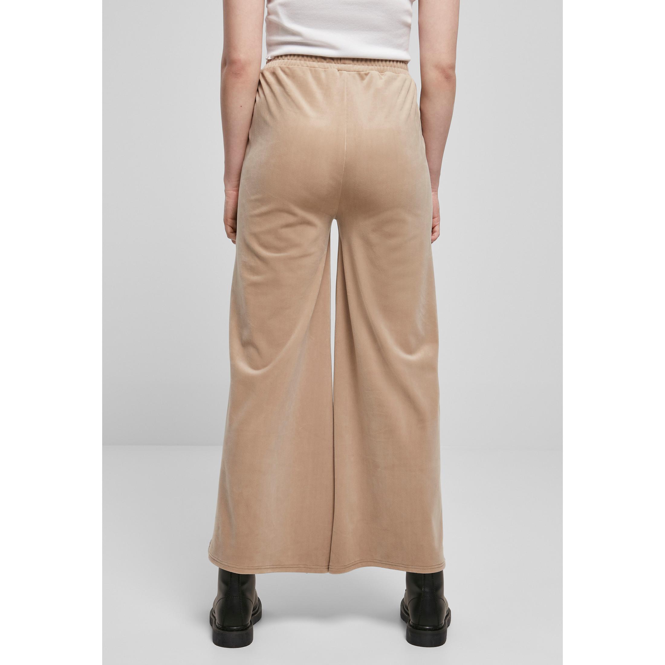 URBAN CLASSICS Pantaloni High Waist Straight Velvet  