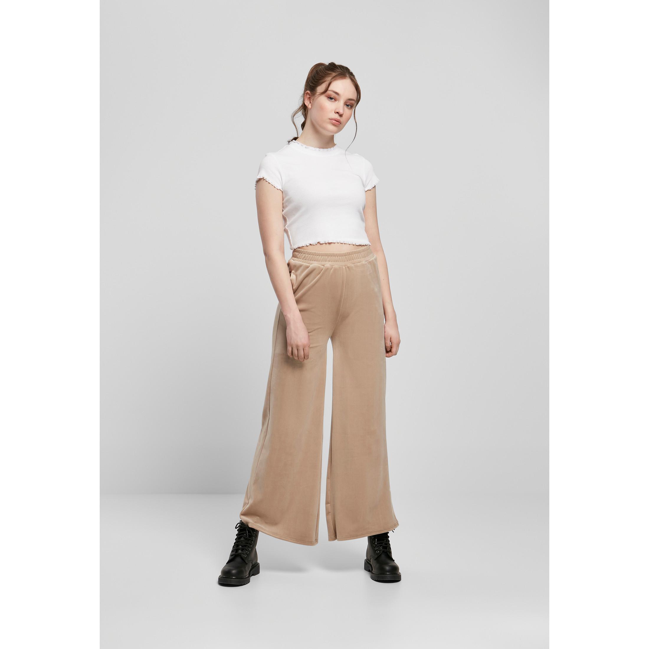 URBAN CLASSICS Pantaloni High Waist Straight Velvet  