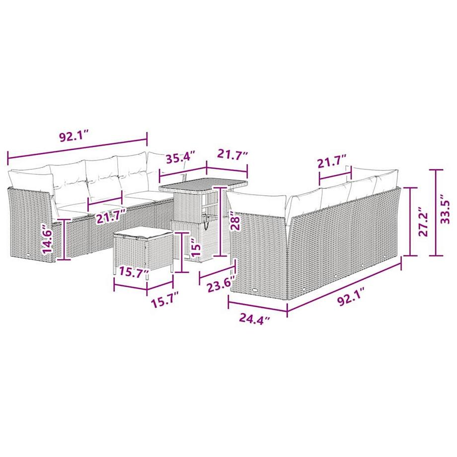 VidaXL Garten-sofa poly-rattan  