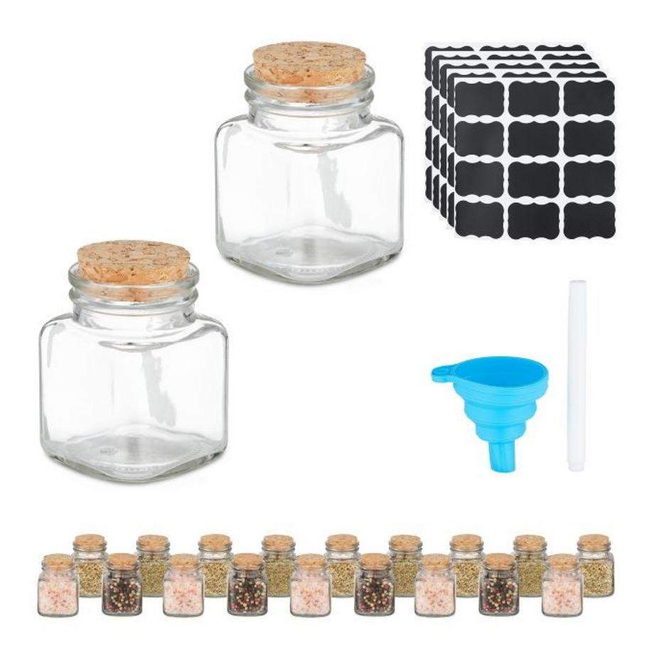 Pots à épices par lot de 20 avec couvercles en liège