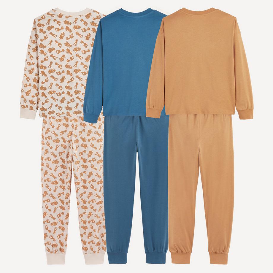 La Redoute Collections  3er-Pack Pyjamas aus Baumwolle mit Druck von Baumaschinen 