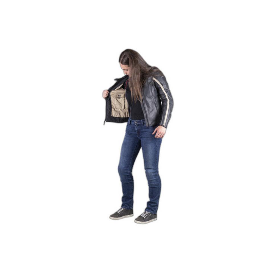 iXS Blouson cuir moto classic pour femme avec rayures  
