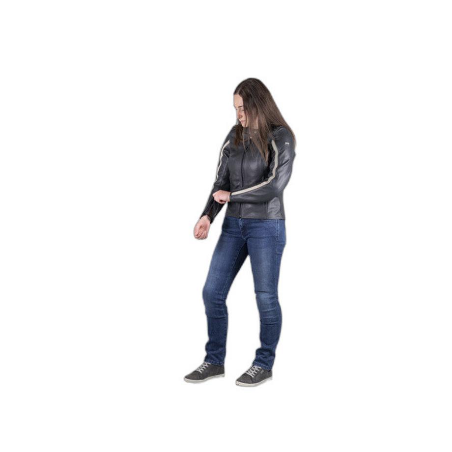 iXS Blouson cuir moto classic pour femme avec rayures  