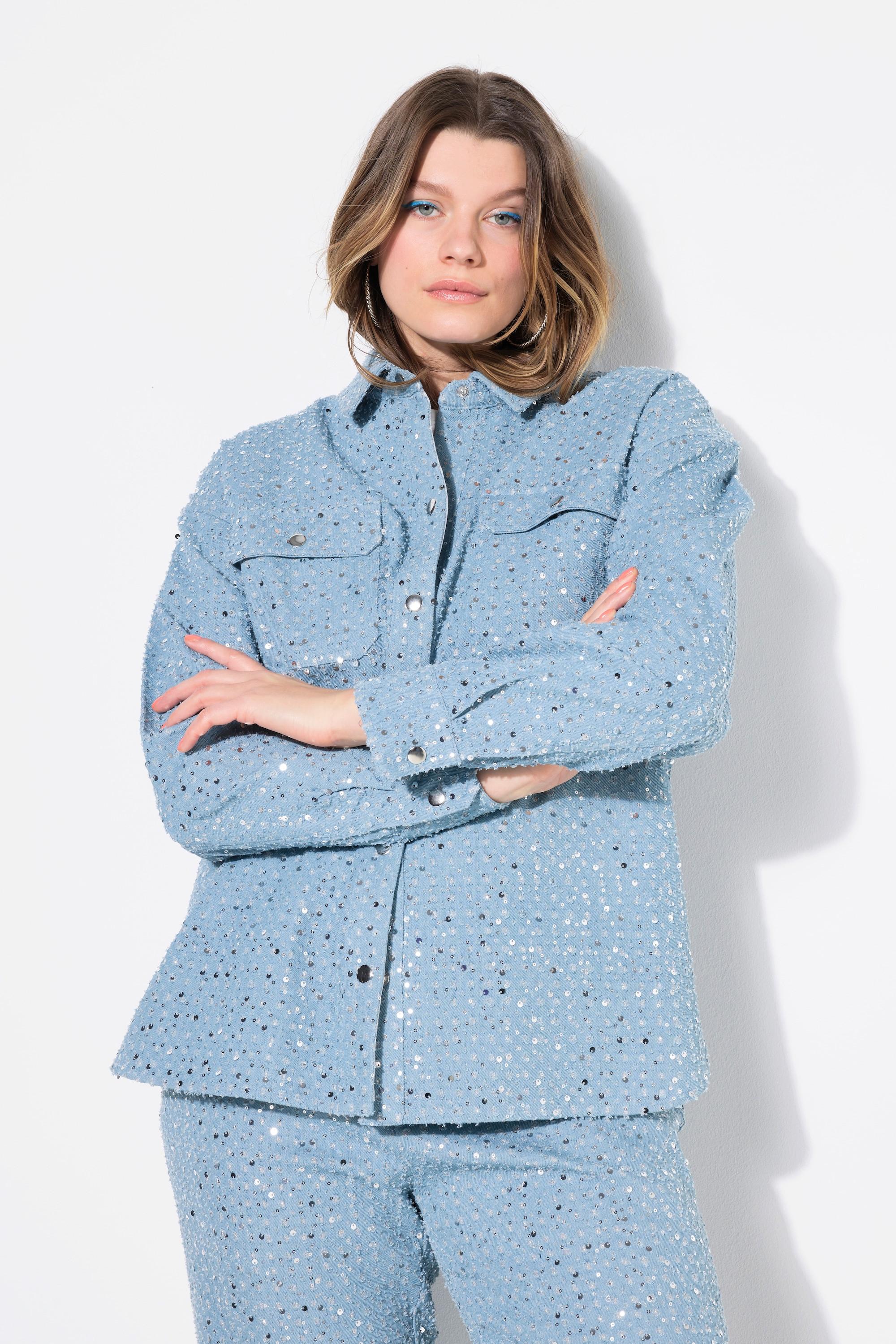 Studio Untold  Veste-chemisier aspect jean, paillette, coupe oversize 