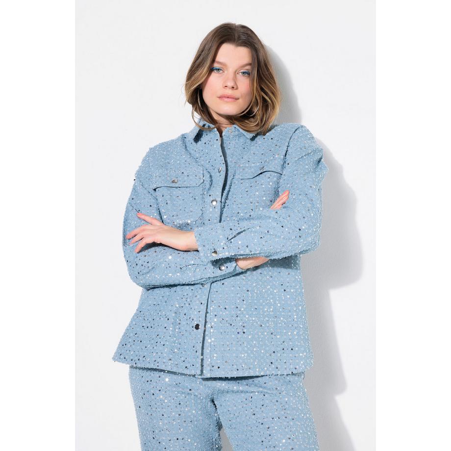 Studio Untold Camicia Giacca Oversize Paillettes Effetto Jeans  