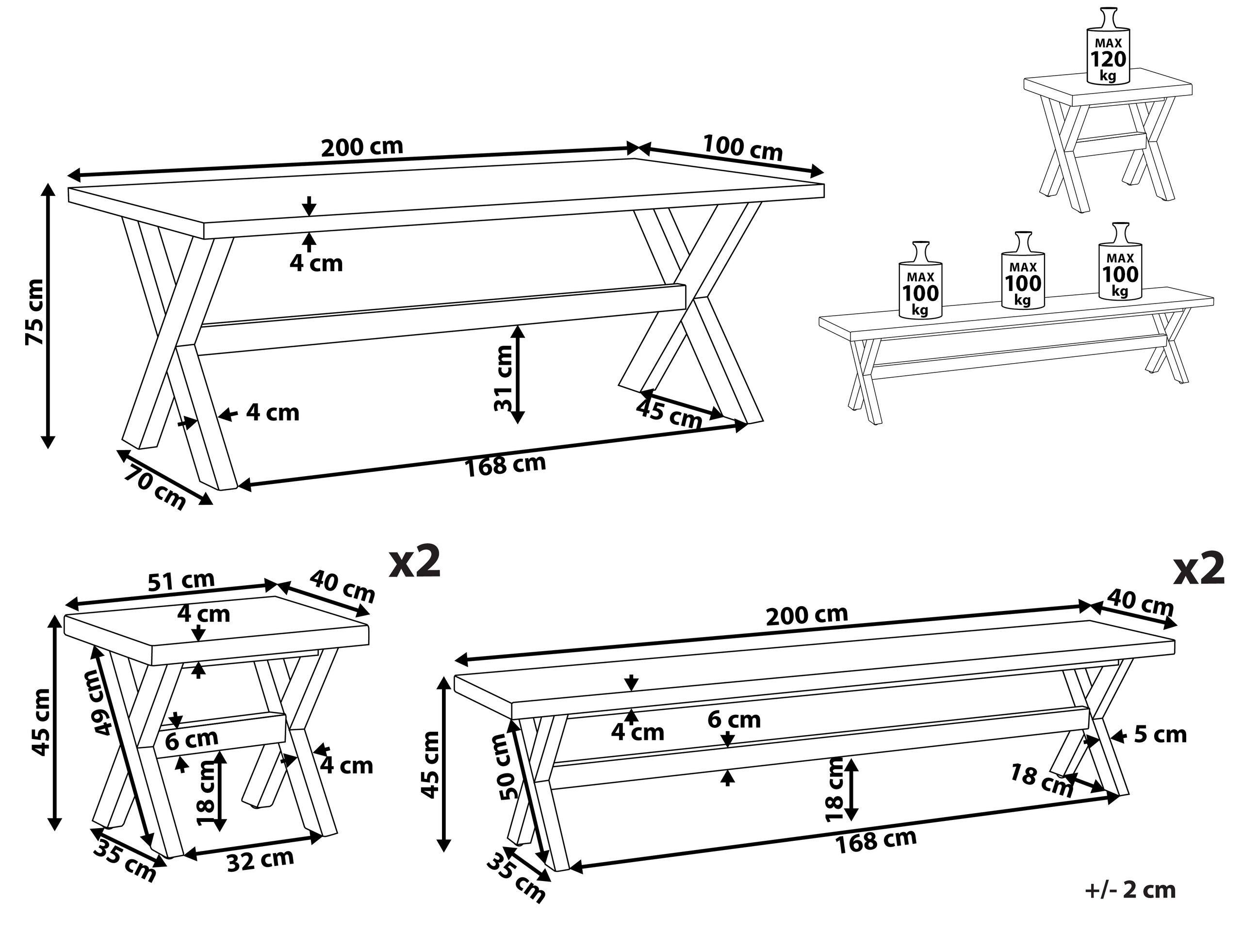 Beliani Gartentisch Set aus Faserzement Industriell OLBIA  