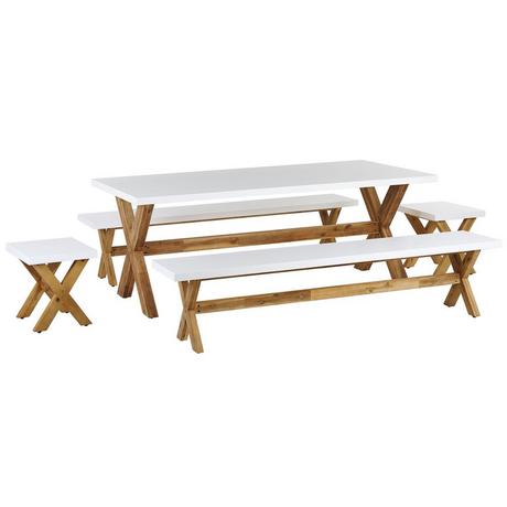 Beliani Salle à manger de jardin avec bancs en Fibre-ciment Industriel OLBIA  