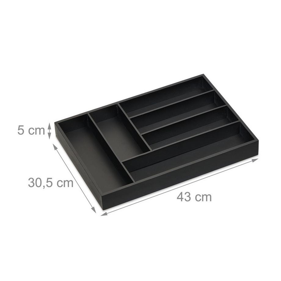 B2X  Schwarzer Besteckkasten 6 Fächer 