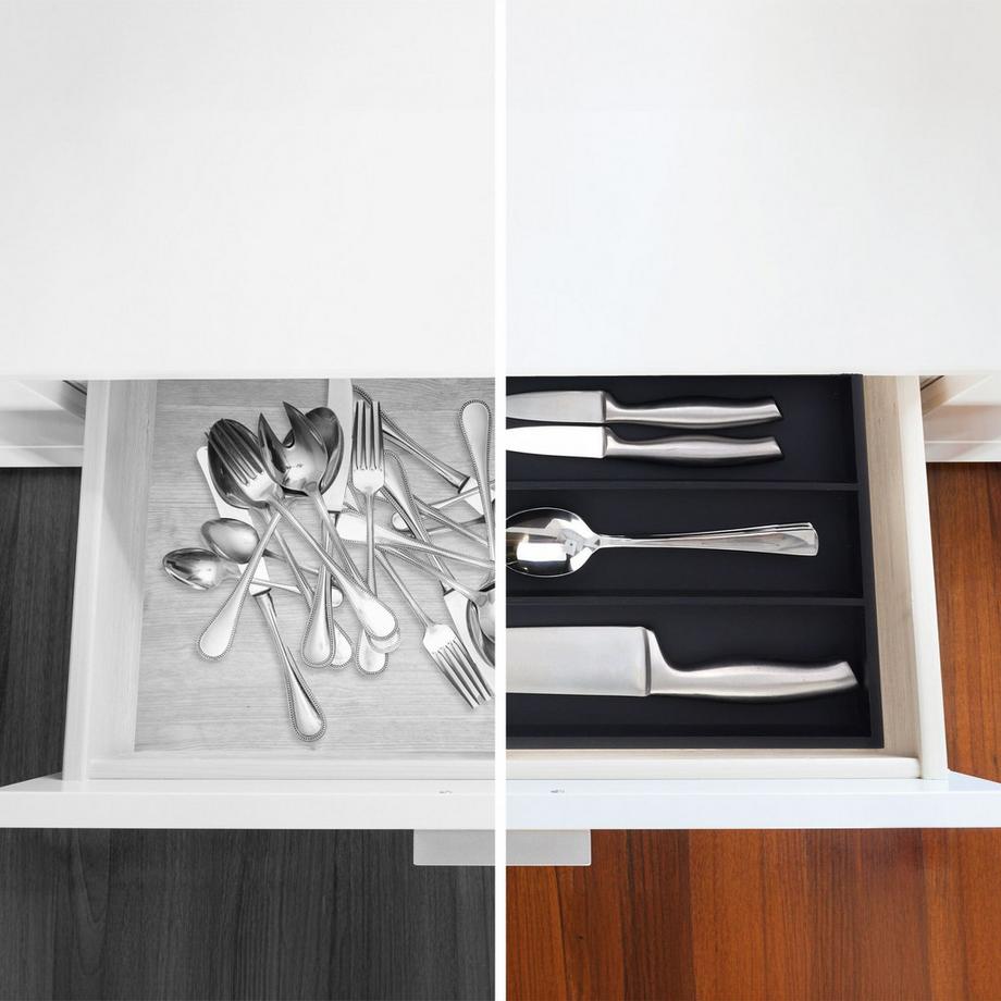 B2X  Schwarzer Besteckkasten 6 Fächer 