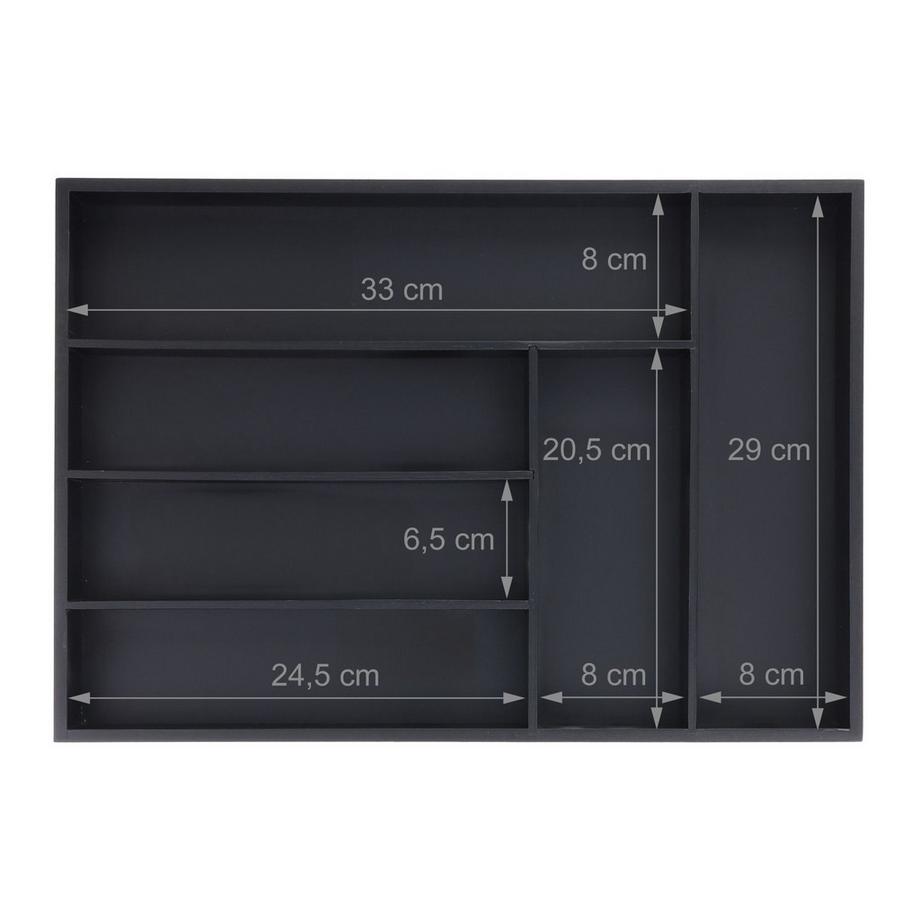 B2X  Schwarzer Besteckkasten 6 Fächer 