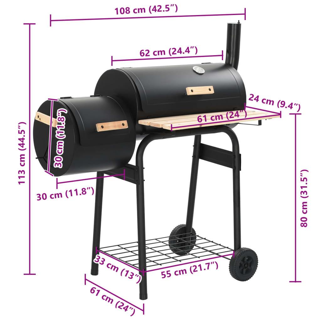 VidaXL Barbecue-Räucherofen mit verchromten und Kohle-Grillrosten  