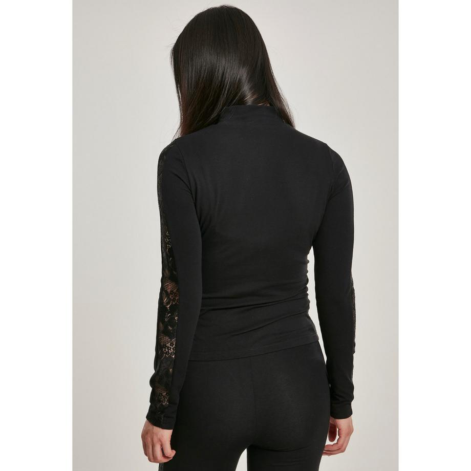 URBAN CLASSICS Dolcevita T-Shirt Maniche Lunghe con Inserti in Pizzo  