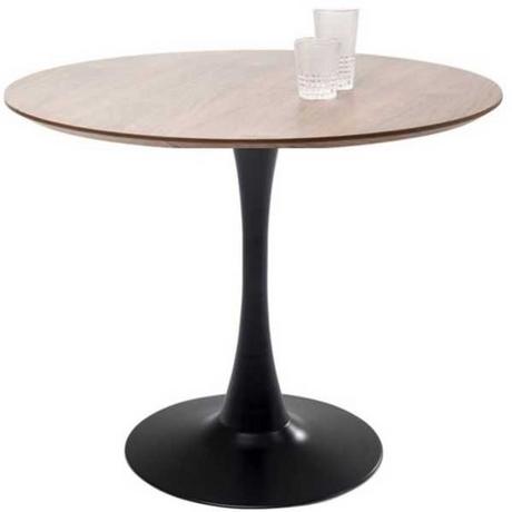 KARE Design Table Schickeria aspect noyer noire ronde années 80  