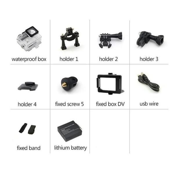 eStore  Sports Cam Full HD 1080p / 720p - Mit Zubehör 