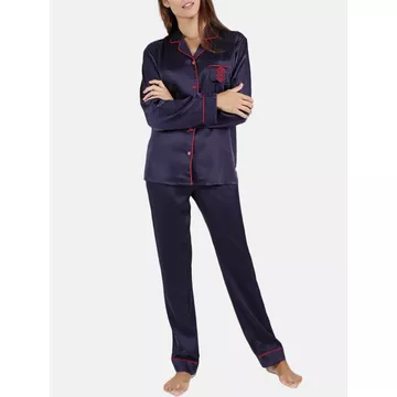 Pyjama-Satin-Loungewear Hemd und Hose Classic