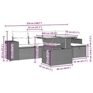 VidaXL Ensemble de canapés de jardin rotin synthétique  