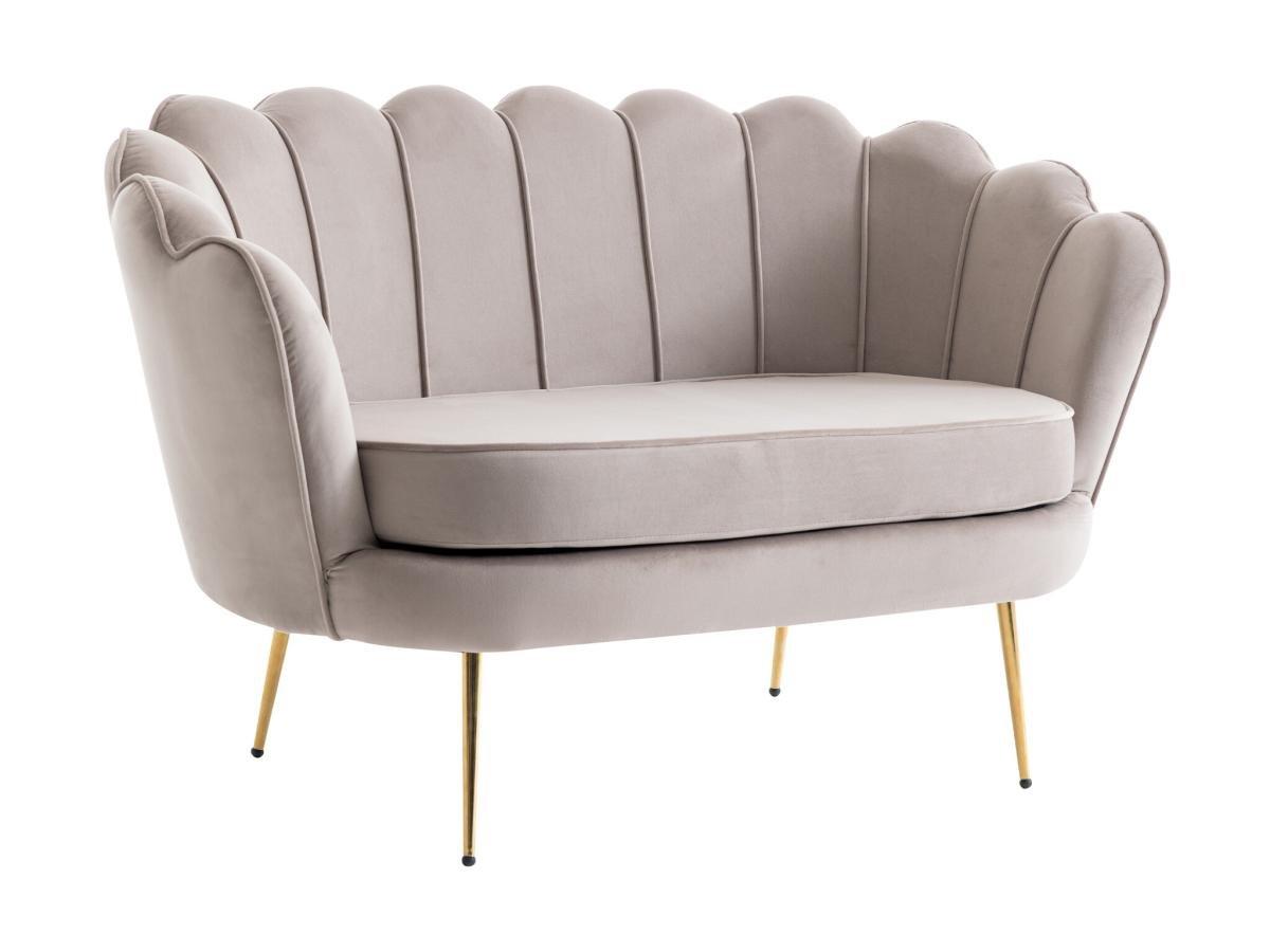 PASCAL MORABITO Canapé 2 places coquillage en velours taupe DANDELION de Pascal Morabito  