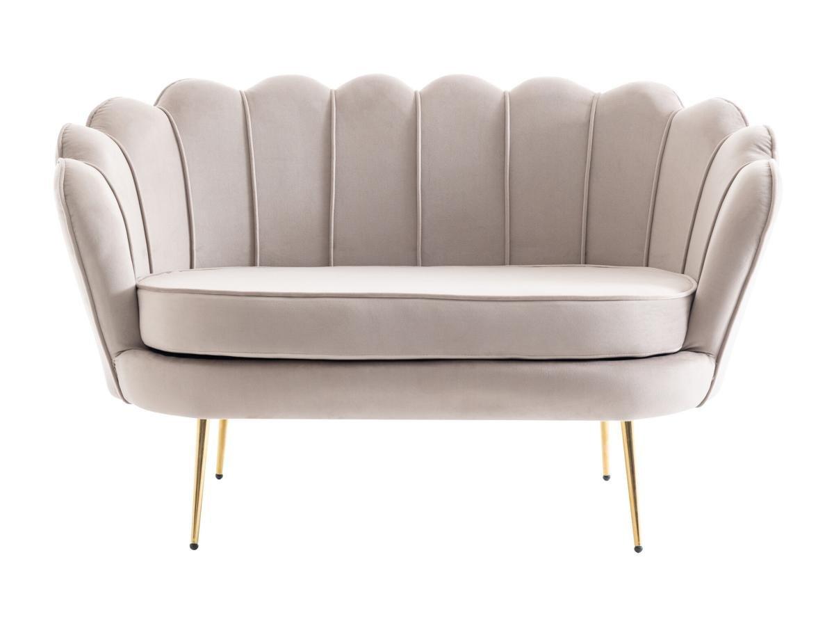 PASCAL MORABITO Canapé 2 places coquillage en velours taupe DANDELION de Pascal Morabito  