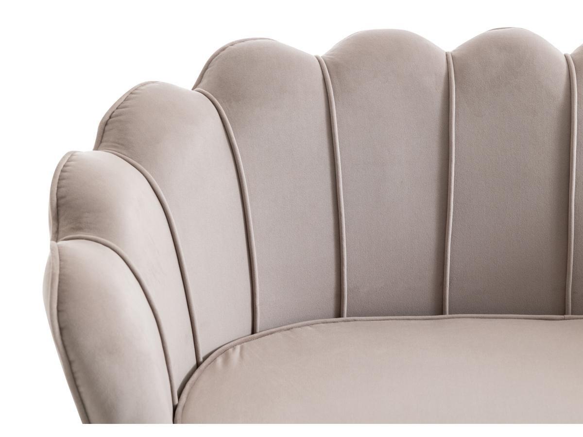 PASCAL MORABITO Canapé 2 places coquillage en velours taupe DANDELION de Pascal Morabito  