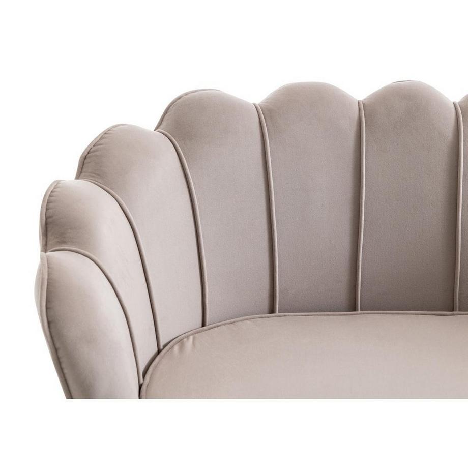 PASCAL MORABITO Canapé 2 places coquillage en velours taupe DANDELION de Pascal Morabito  