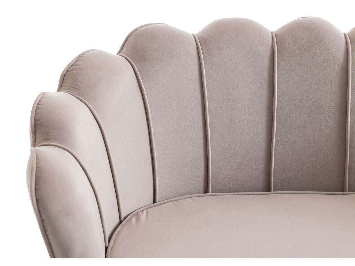 PASCAL MORABITO Canapé 2 places coquillage en velours taupe DANDELION de Pascal Morabito  