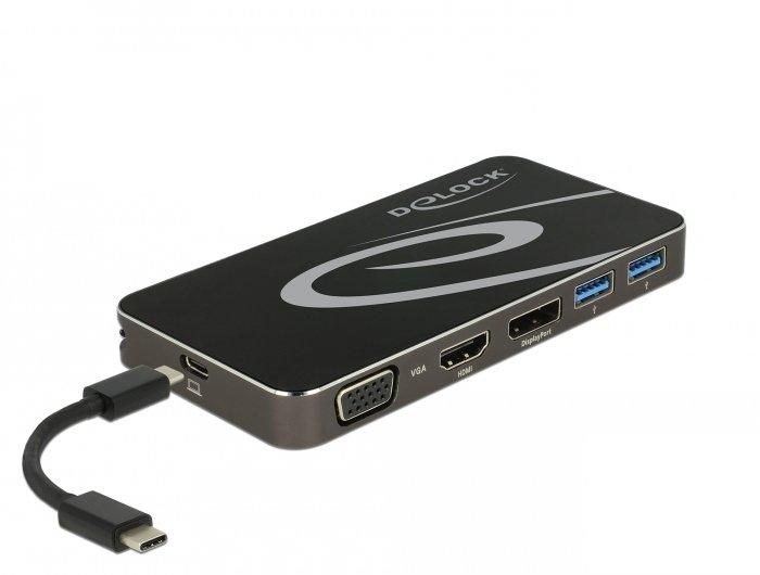 DeLock  87773 Notebook-Dockingstation & Portreplikator Kabelgebunden USB 3.2 Gen 1 (3.1 Gen 1) Type-C Schwarz 