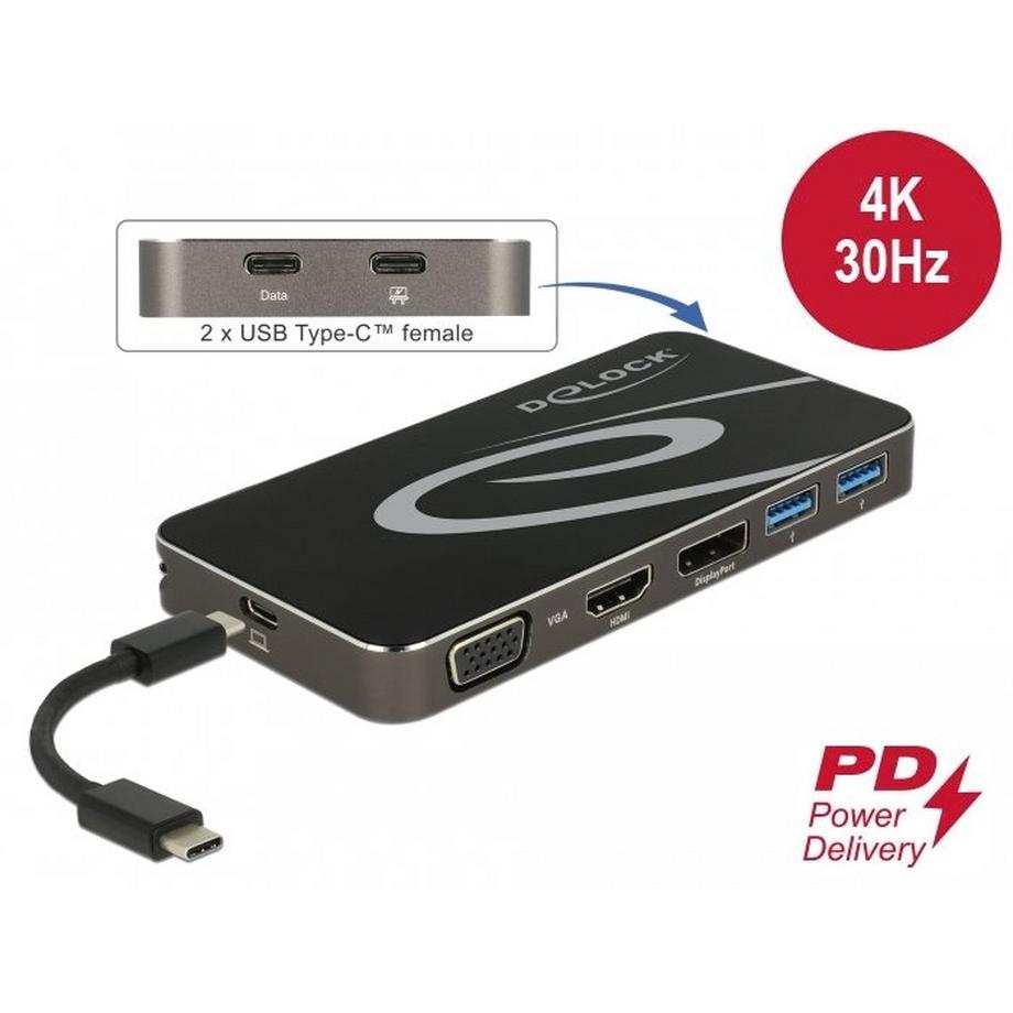 DeLock  87773 station d'accueil Avec fil USB 3.2 Gen 1 (3.1 Gen 1) Type-C Noir 
