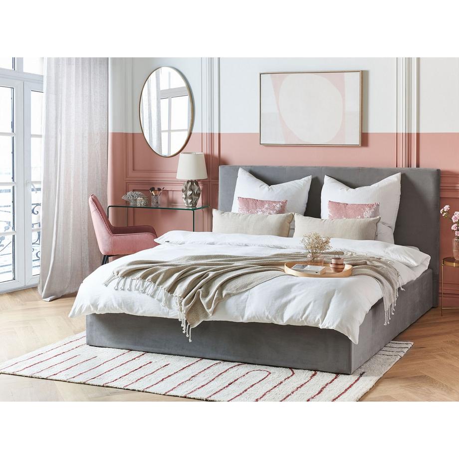 Beliani Lit ottoman en Velours Moderne LORIENT  