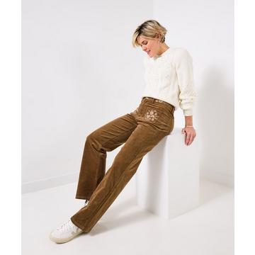 Bestickte Stevie-Cordhose in Mokka