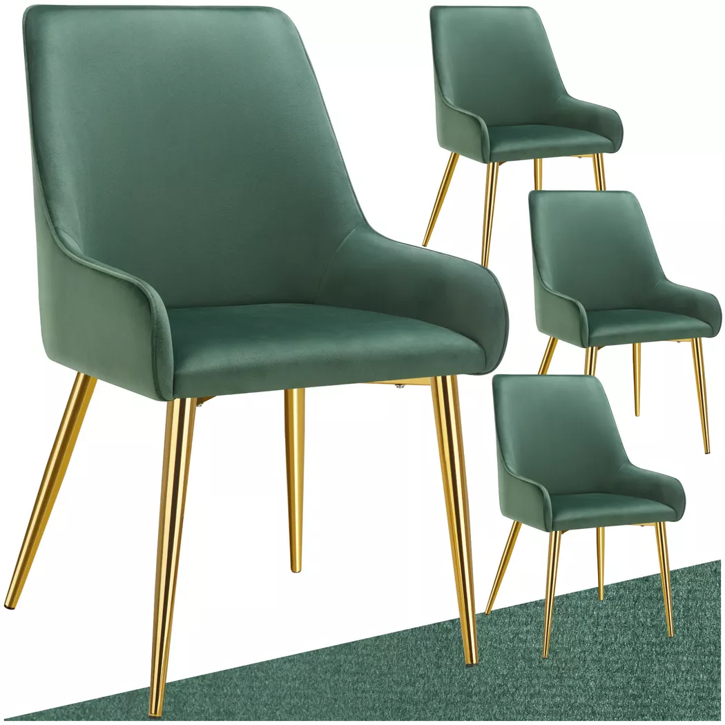 tectake Dining Chair Avane Set Of 4 - Green | Size: 4 Pack