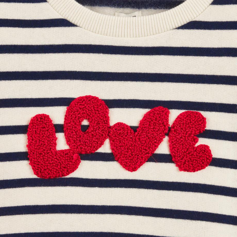 La Redoute Collections  Gestreiftes Sweatshirt mit Rundhalsausschnitt und Aufdruck in Bouclé-Optik 