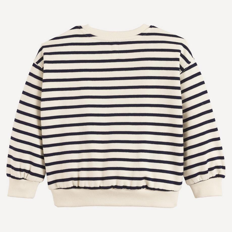 La Redoute Collections  Gestreiftes Sweatshirt mit Rundhalsausschnitt und Aufdruck in Bouclé-Optik 