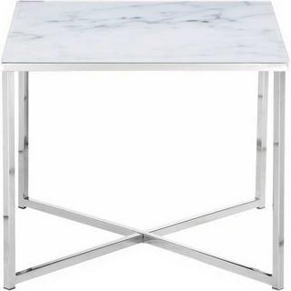 mutoni Table d'appoint marbre blanc chromé 50x50  