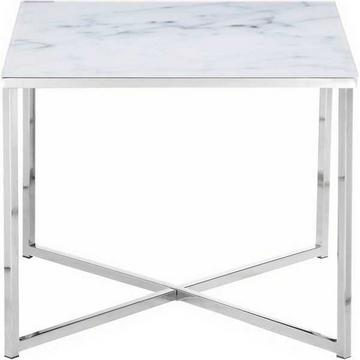 Table d'appoint marbre blanc chromé 50x50