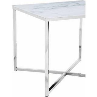 mutoni Table d'appoint marbre blanc chromé 50x50  