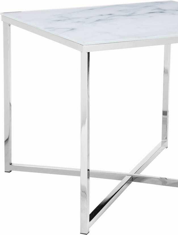 mutoni Beistelltisch Marmor weiss chrom 50x50  
