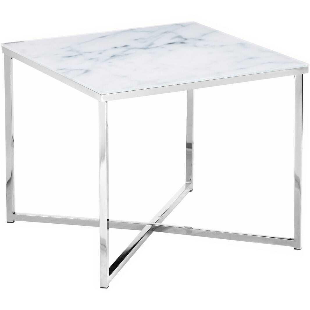 mutoni Tavolino in marmo bianco cromo 50x50  