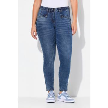 Jeans modello Sarah con gamba aderente, tessuto elasticizzato e tasche con zip