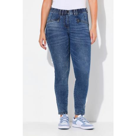 Ulla Popken  Jeans modello Sarah con gamba aderente, tessuto elasticizzato e tasche con zip 