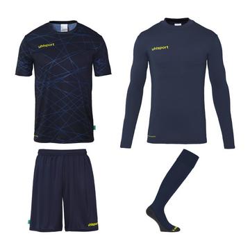 kit maglia calcio, pantaloncini e calzettoni da portiere uhlport prediction