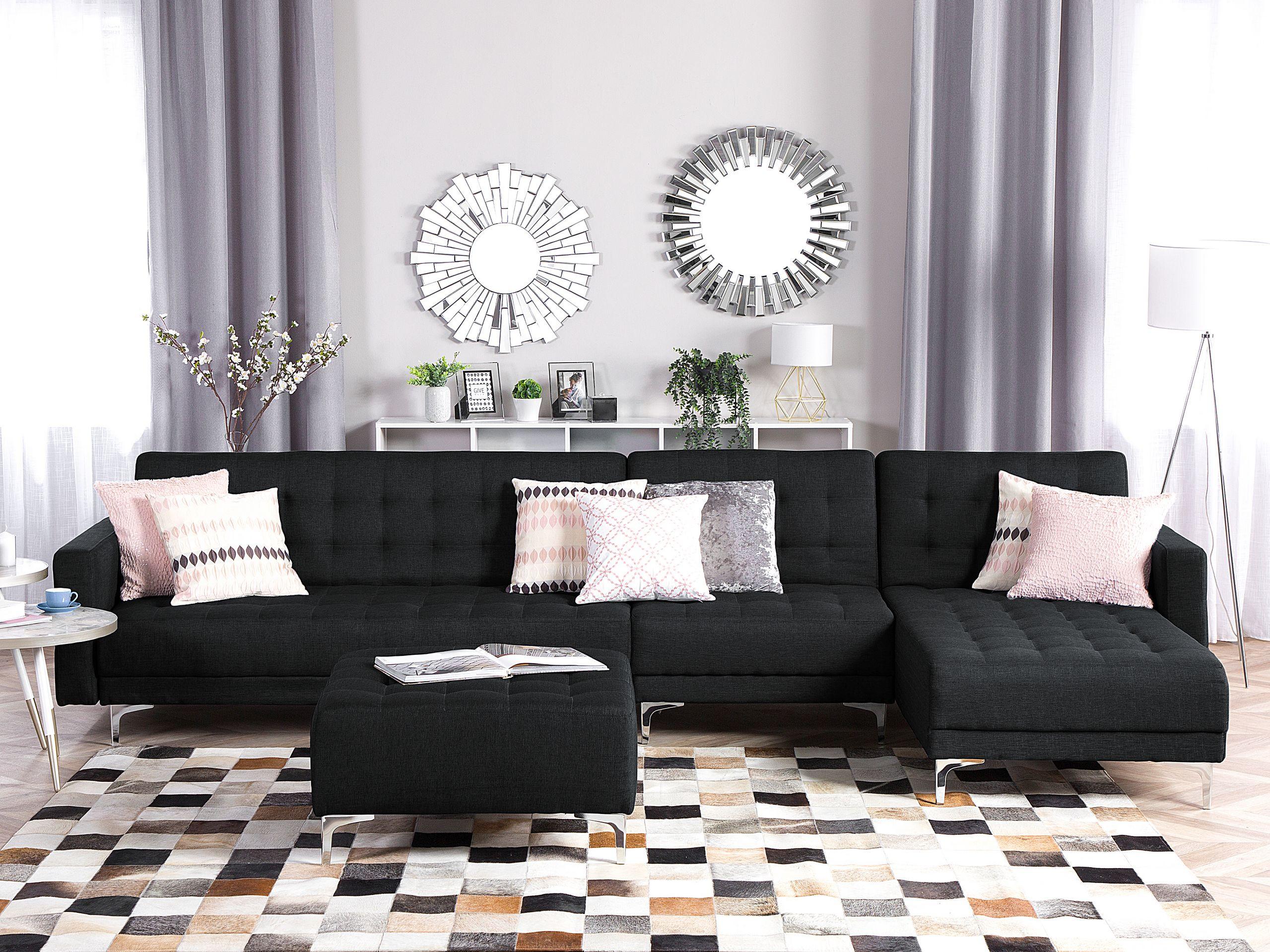 Beliani Ecksofa mit Ottomane aus Polyester Modern ABERDEEN  