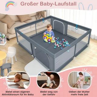 Northix  200 x 180 cm Baby Laufstall mit 50 Ozeanbällen & 4 Griffen & Tür Laufgitter Krabbelgitter Grau 