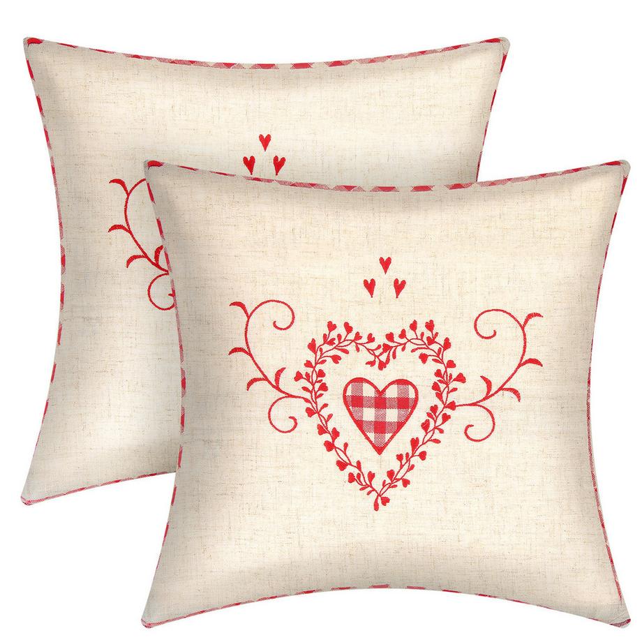 Avizar 2 Stk. Kissenbezüge Kariertes Herz  