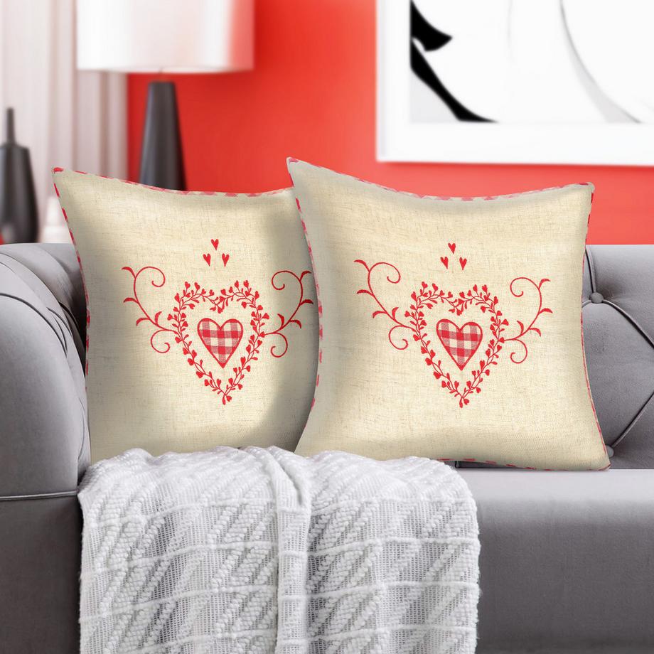 Avizar 2 Stk. Kissenbezüge Kariertes Herz  