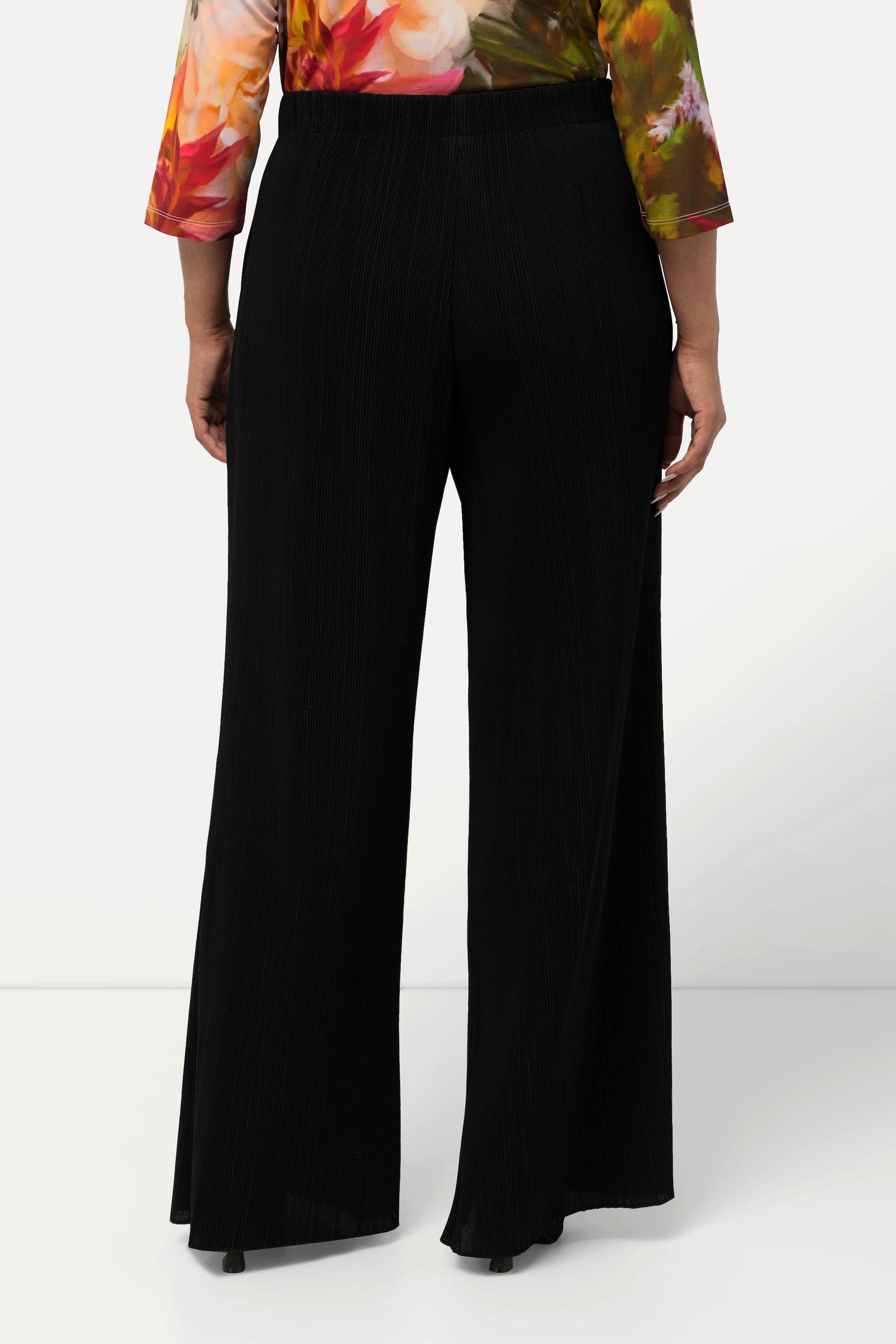 Ulla Popken Marlene Plisseehose weites Bein Elastikbund  