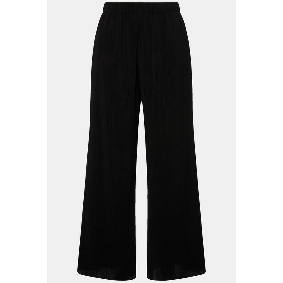 Ulla Popken Pantalon Marlene Plissé Jambe Large Ceinture Élastique  