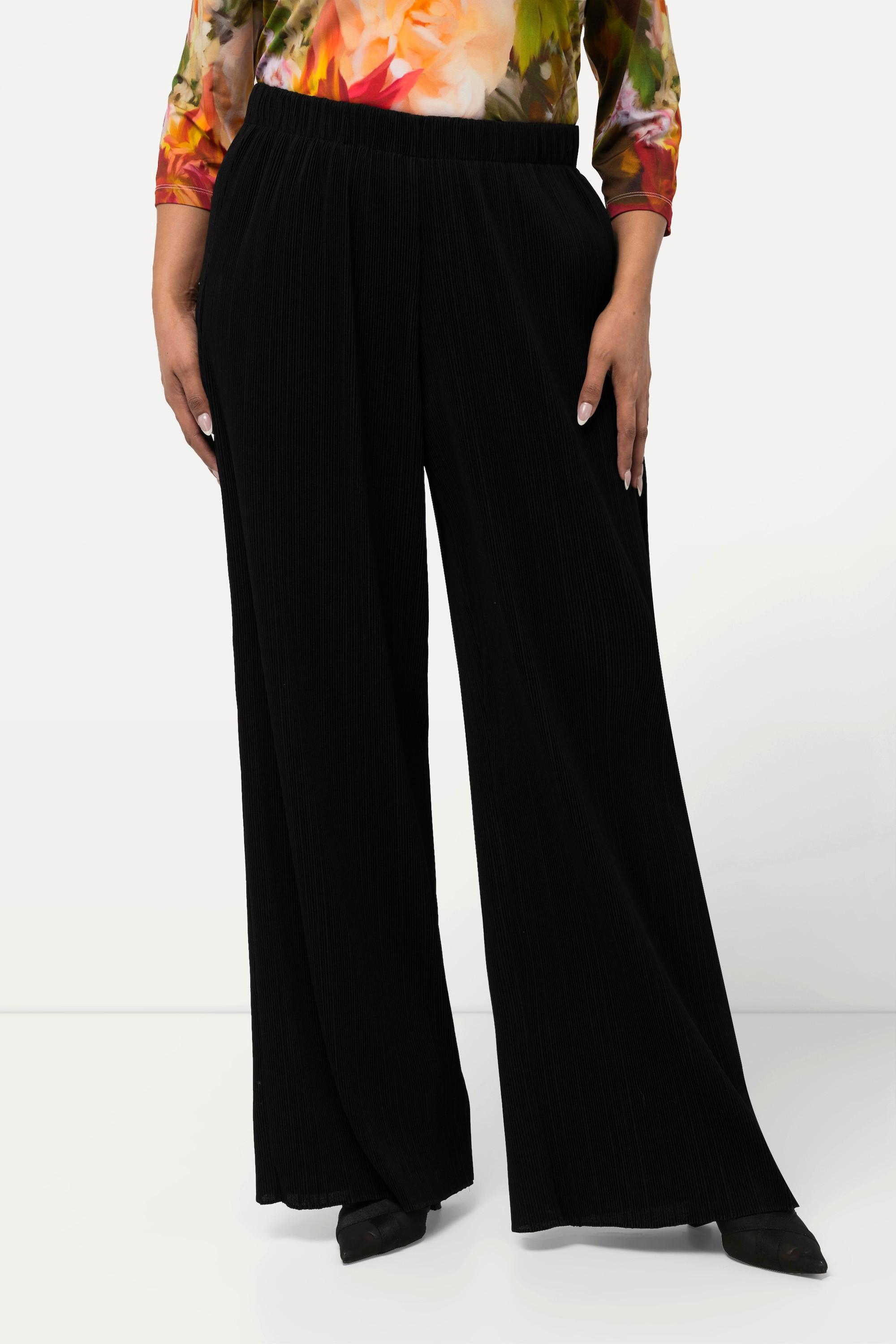 Ulla Popken Marlene Plisseehose weites Bein Elastikbund  