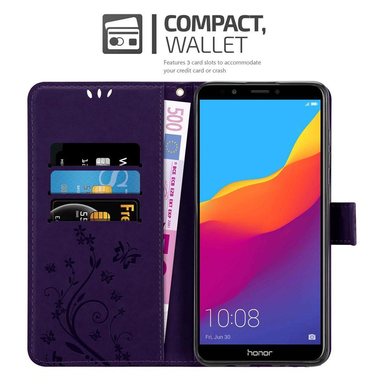 Cadorabo  Hülle für Honor 7C  Huawei Y7 2018 Blumen Design Magnetverschluss 