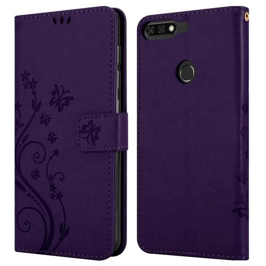 Cadorabo  Housse compatible avec Honor 7C / Huawei Y7 2018 - Coque de protection au design floral avec fermeture magnétique, fonction de support et emplacements pour cartes 