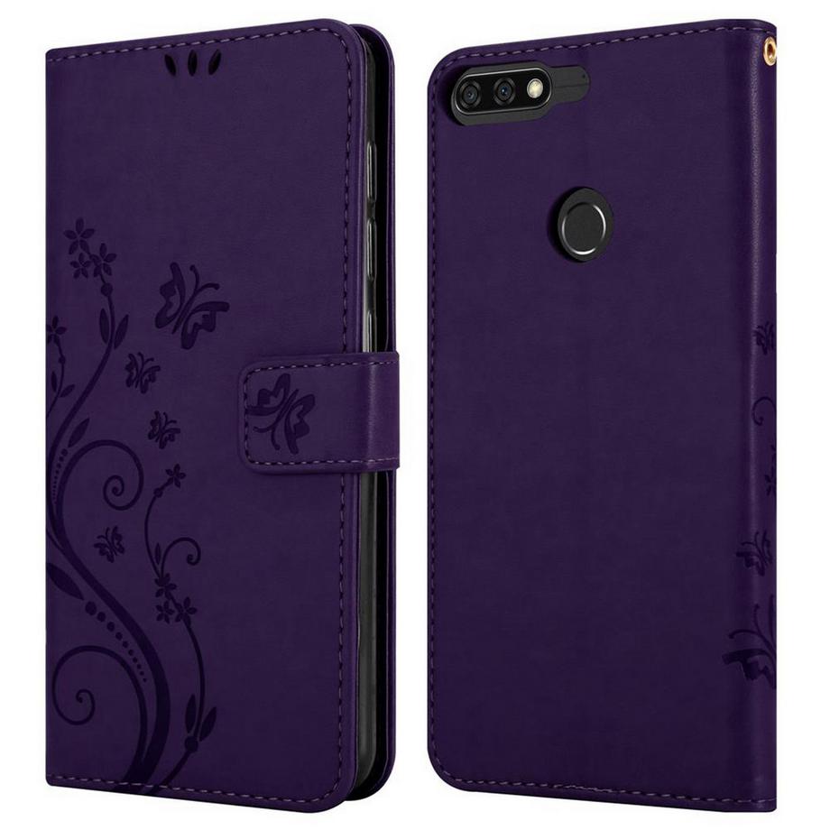 Cadorabo  Housse compatible avec Honor 7C / Huawei Y7 2018 - Coque de protection au design floral avec fermeture magnétique, fonction de support et emplacements pour cartes 